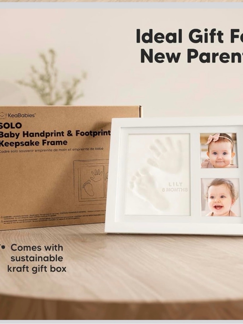 KeaBabies SOLO Baby Handprint & Footprint Frame NIB